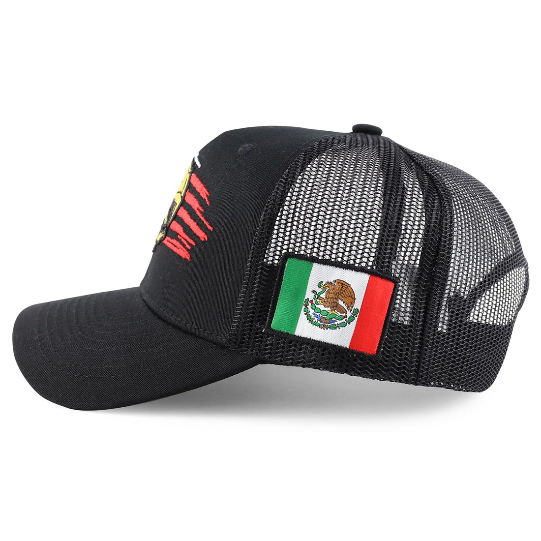 Trendy Apparel Shop Eagle Mexican American Flag 3D Embroidered Curved Bill Trucker Cap