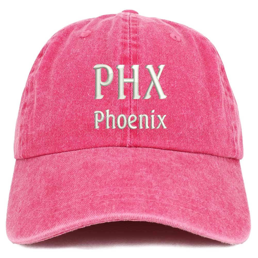 Trendy Apparel Shop PHX Pheonix Embroidered Pigment Dyed Washed Baseball Cap