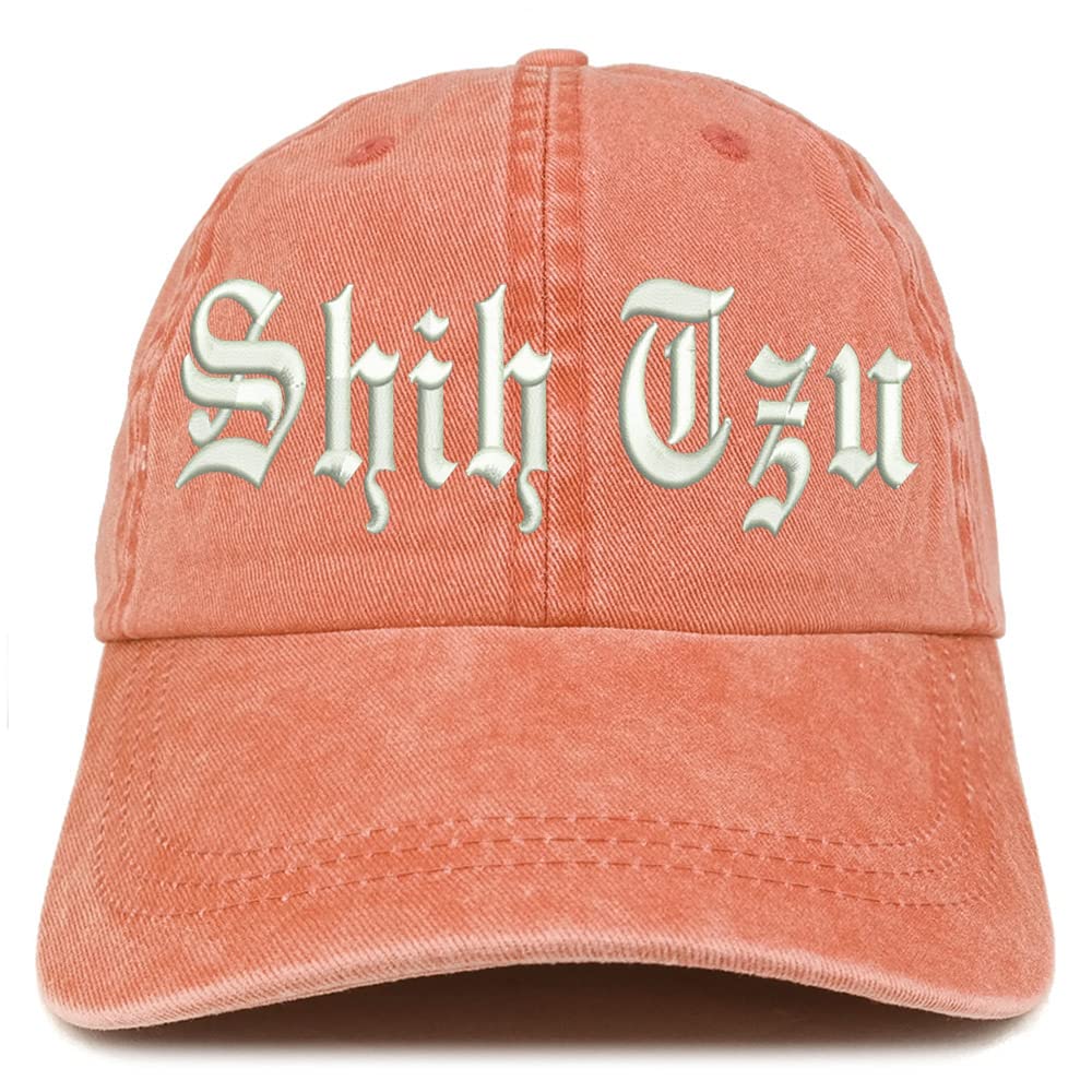 Trendy Apparel Shop Old English Shih Tzu Washed Pigment Dyed Baseball Cap