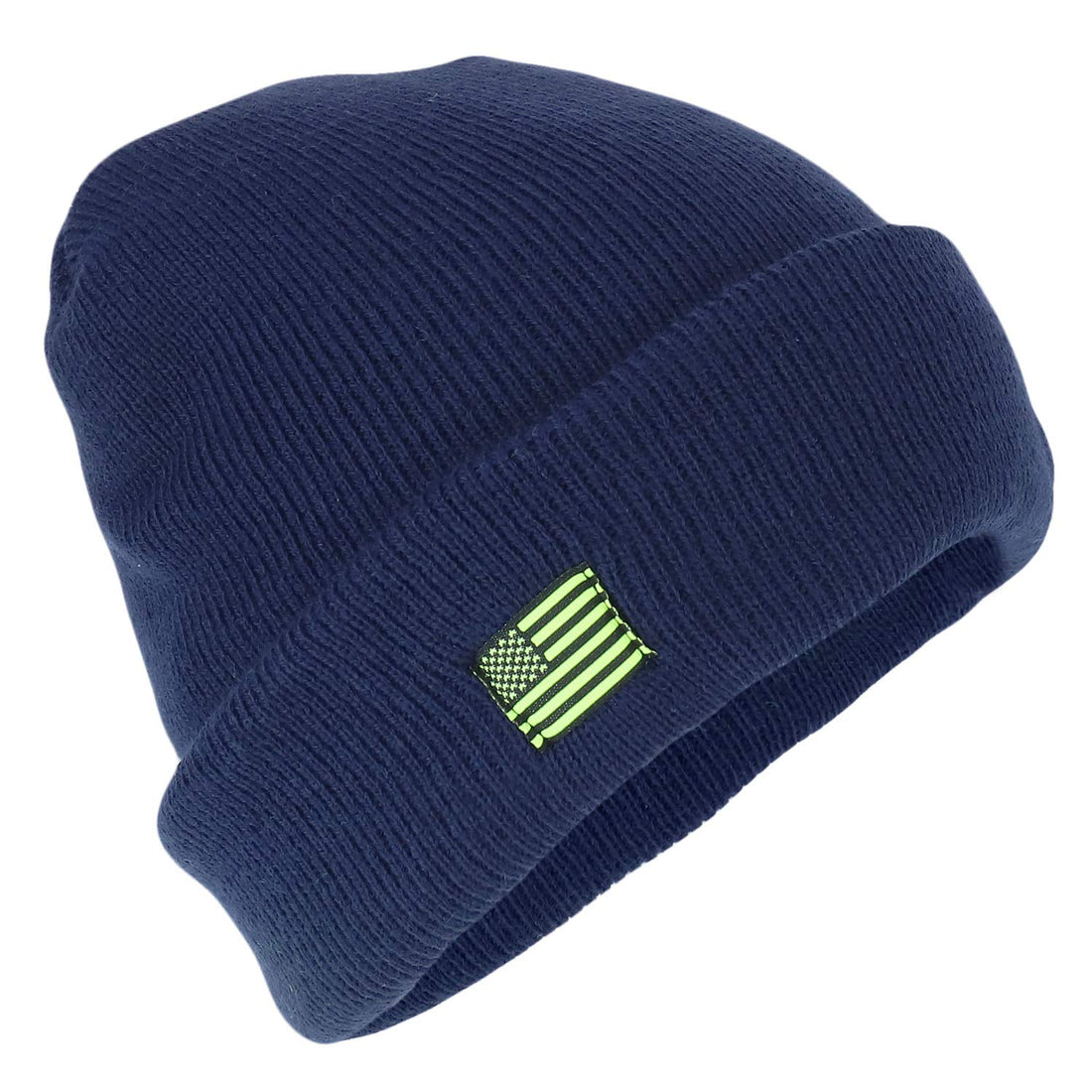 Trendy Apparel Shop Heavy Duty USA Flag Solid Cuffed Beanie with Thinsulate