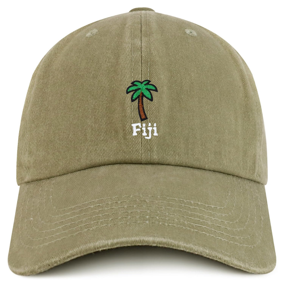 Trendy Apparel Shop Fiji with Palm Tree Embroidered Pigment Dyed Cotton Baseball Cap