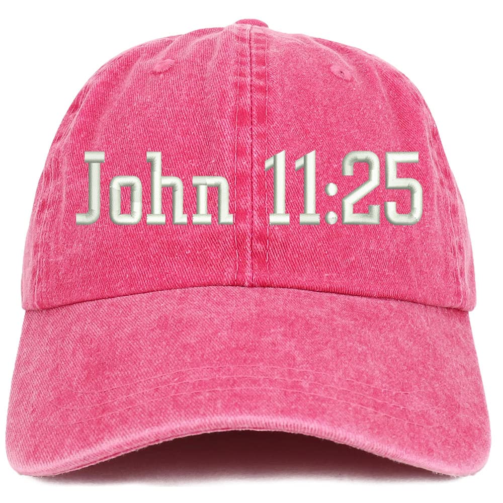 Trendy Apparel Shop John 11:25 Washed Pigment Dyed Baseball Cap