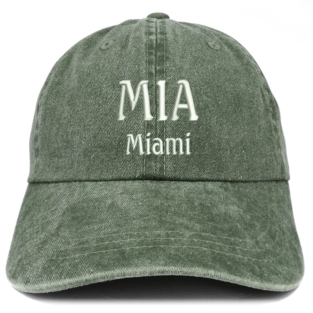 Trendy Apparel Shop MIA Miami Embroidered Pigment Dyed Washed Baseball Cap