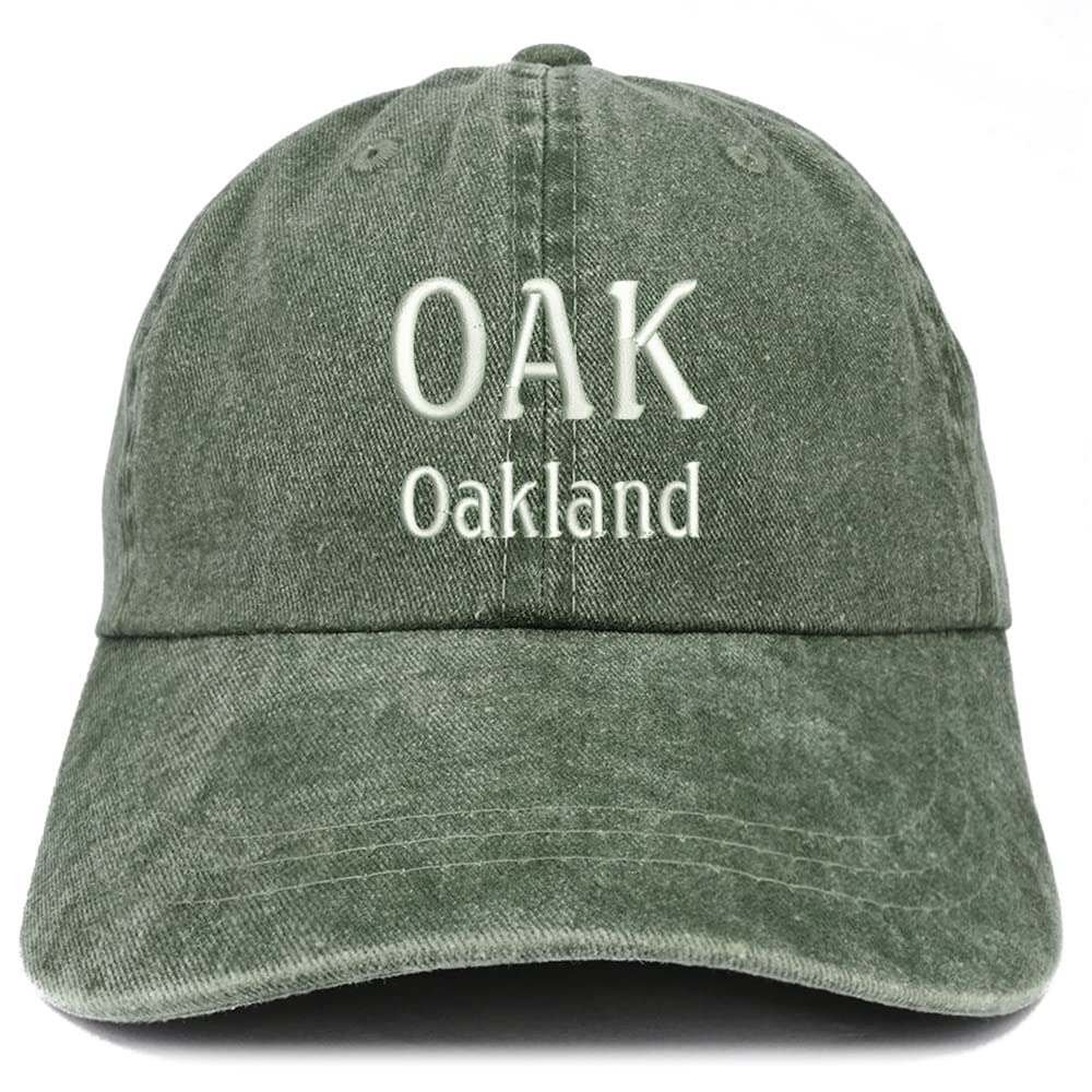 Trendy Apparel Shop Oak Oakland Embroidered Pigment Dyed Washed Baseball Cap