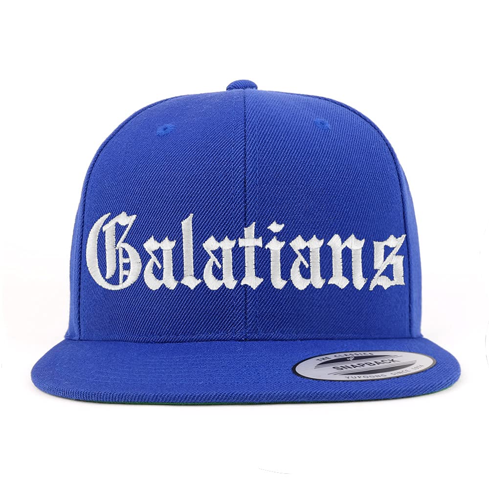 Trendy Apparel Shop Galatians Old English Embroidered Flatbill Snapback