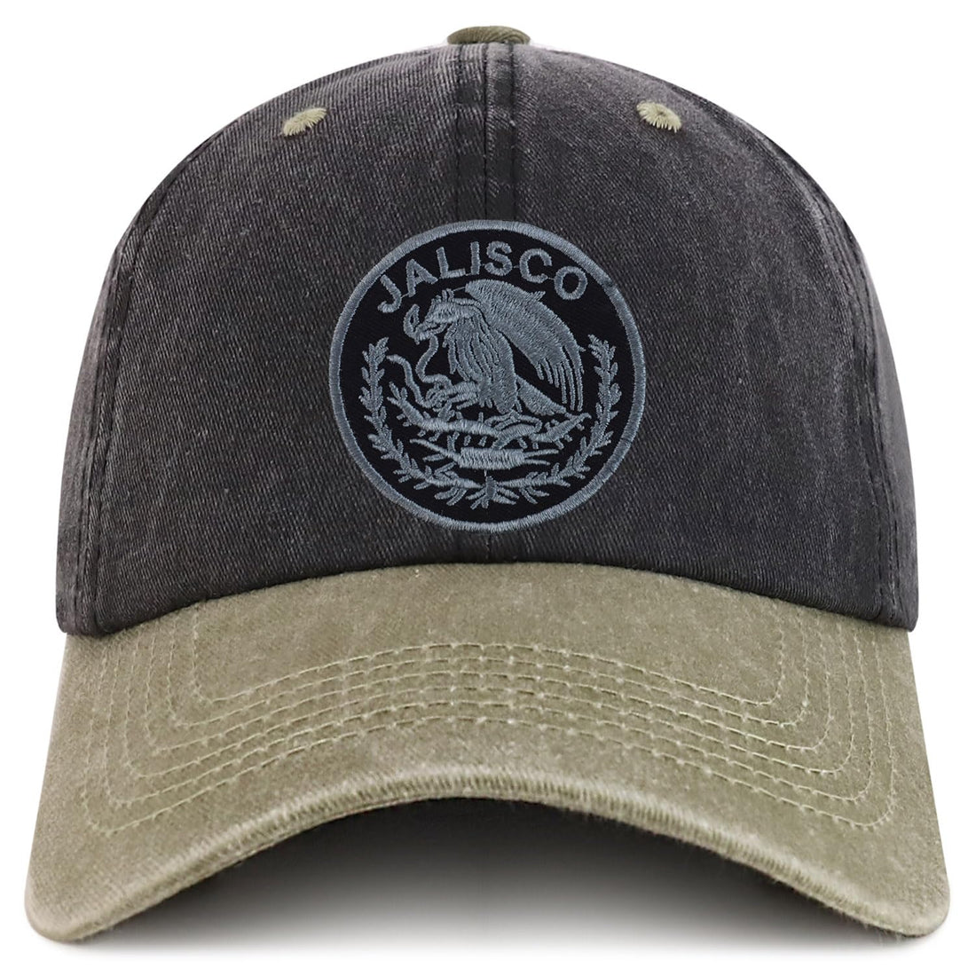 Trendy Apparel Shop Jalisco Mexico Charcoal Embroidered Patch Pigment Dyed Washed Baseball Cap