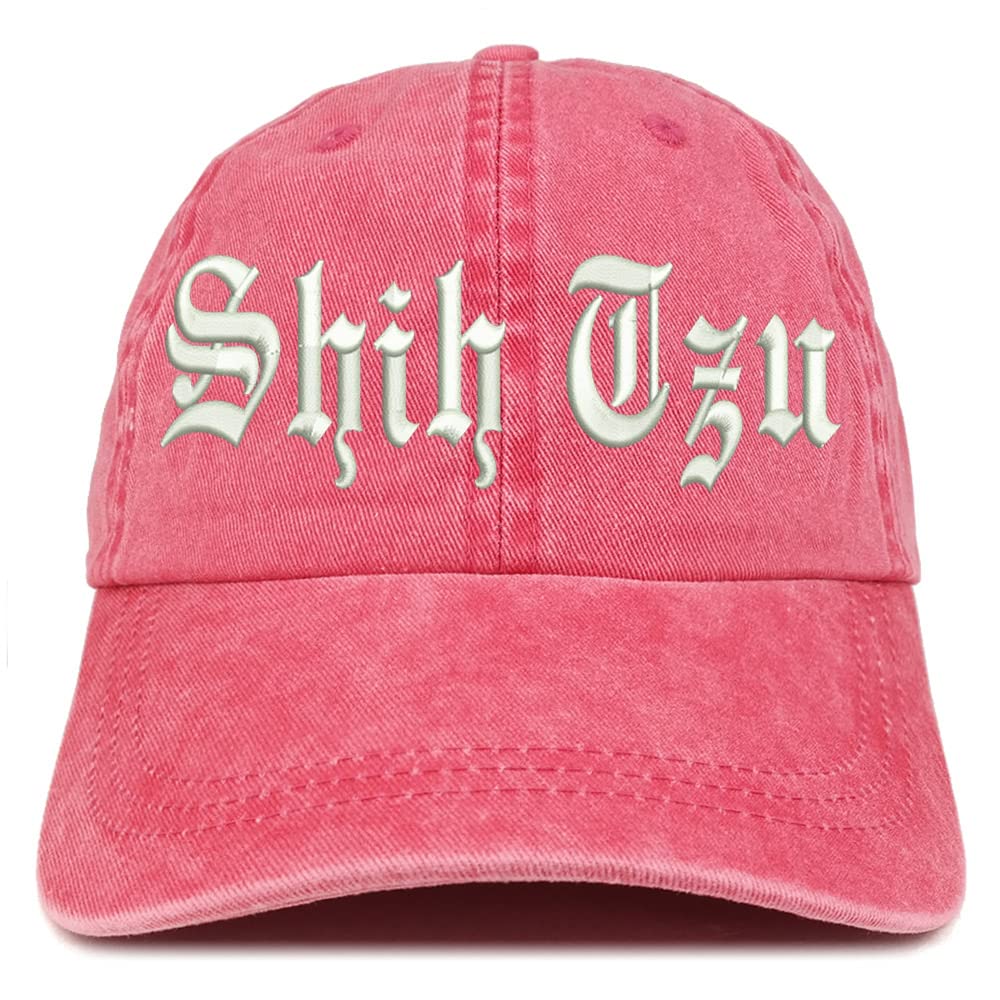 Trendy Apparel Shop Old English Shih Tzu Washed Pigment Dyed Baseball Cap