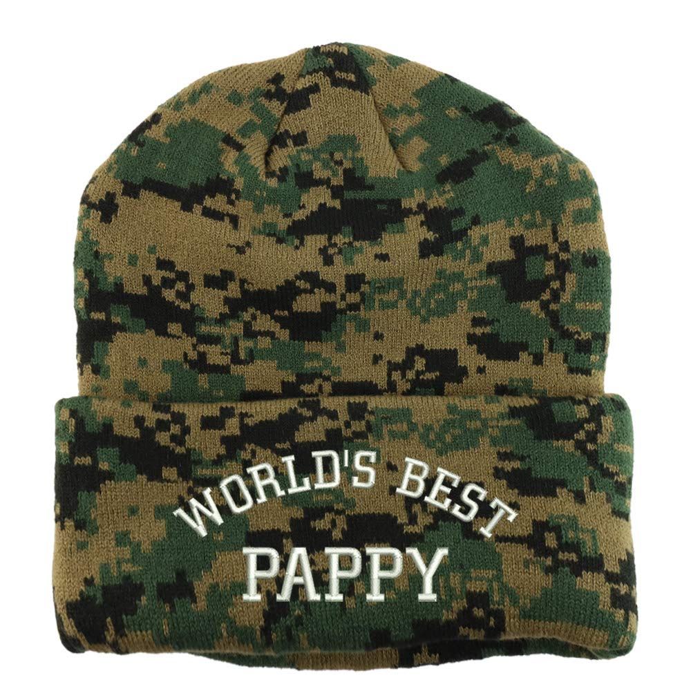 Trendy Apparel Shop World's Best Pappy Embroidered Made in USA Camo Beanie