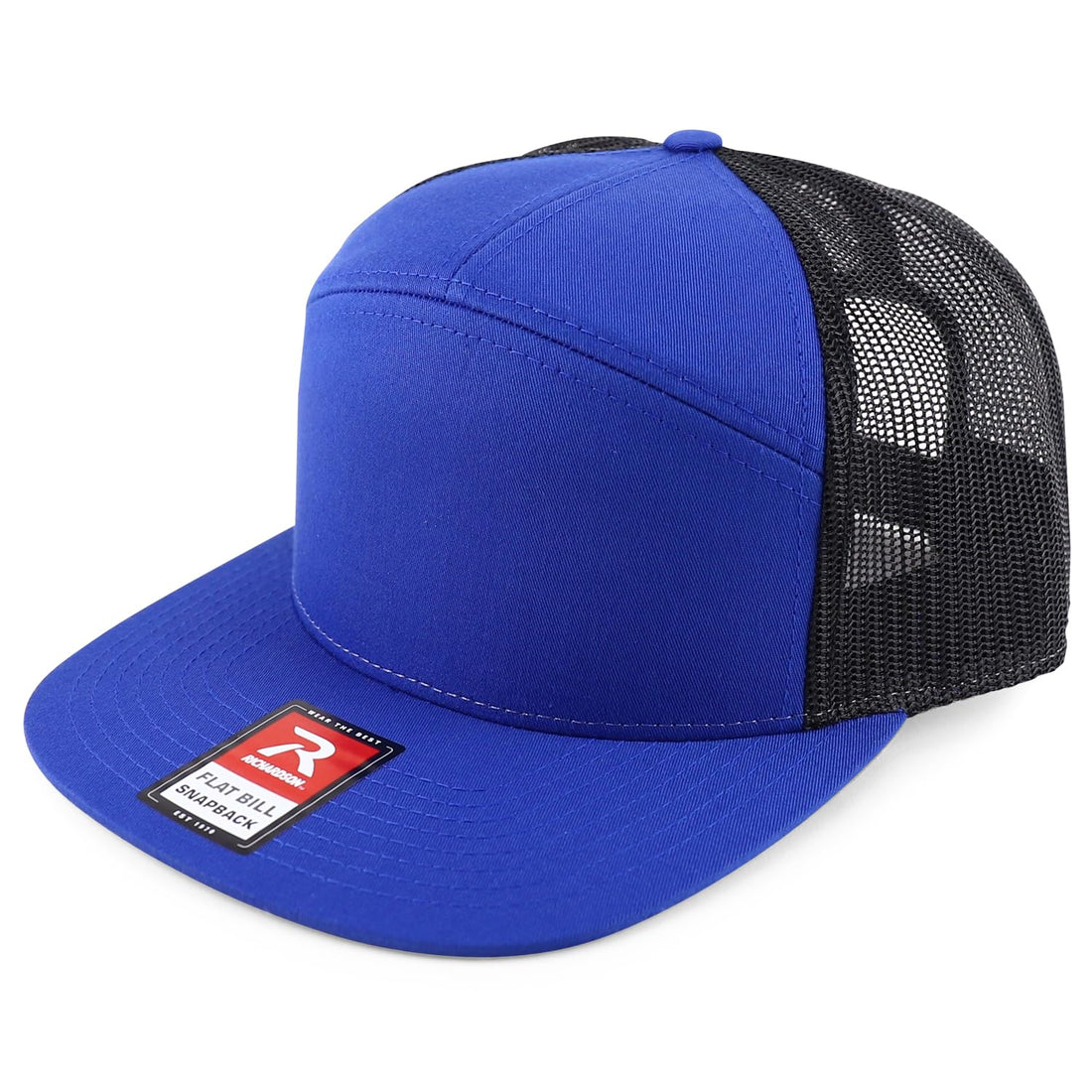 Trendy Apparel Shop Structured High Profile 7 Panel Flat Bill Mesh Back Snapback Cap