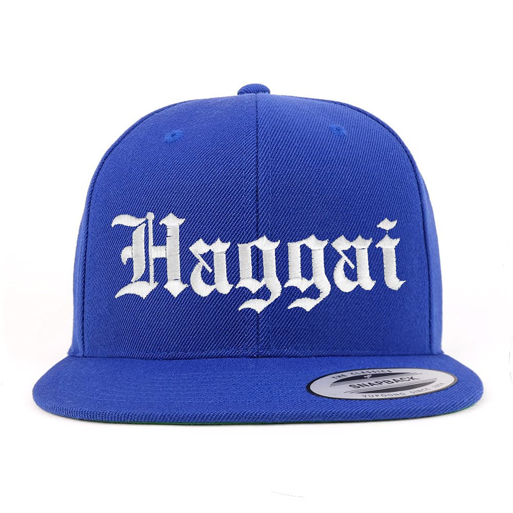 Trendy Apparel Shop Haggai Old English Embroidered Flatbill Snapback