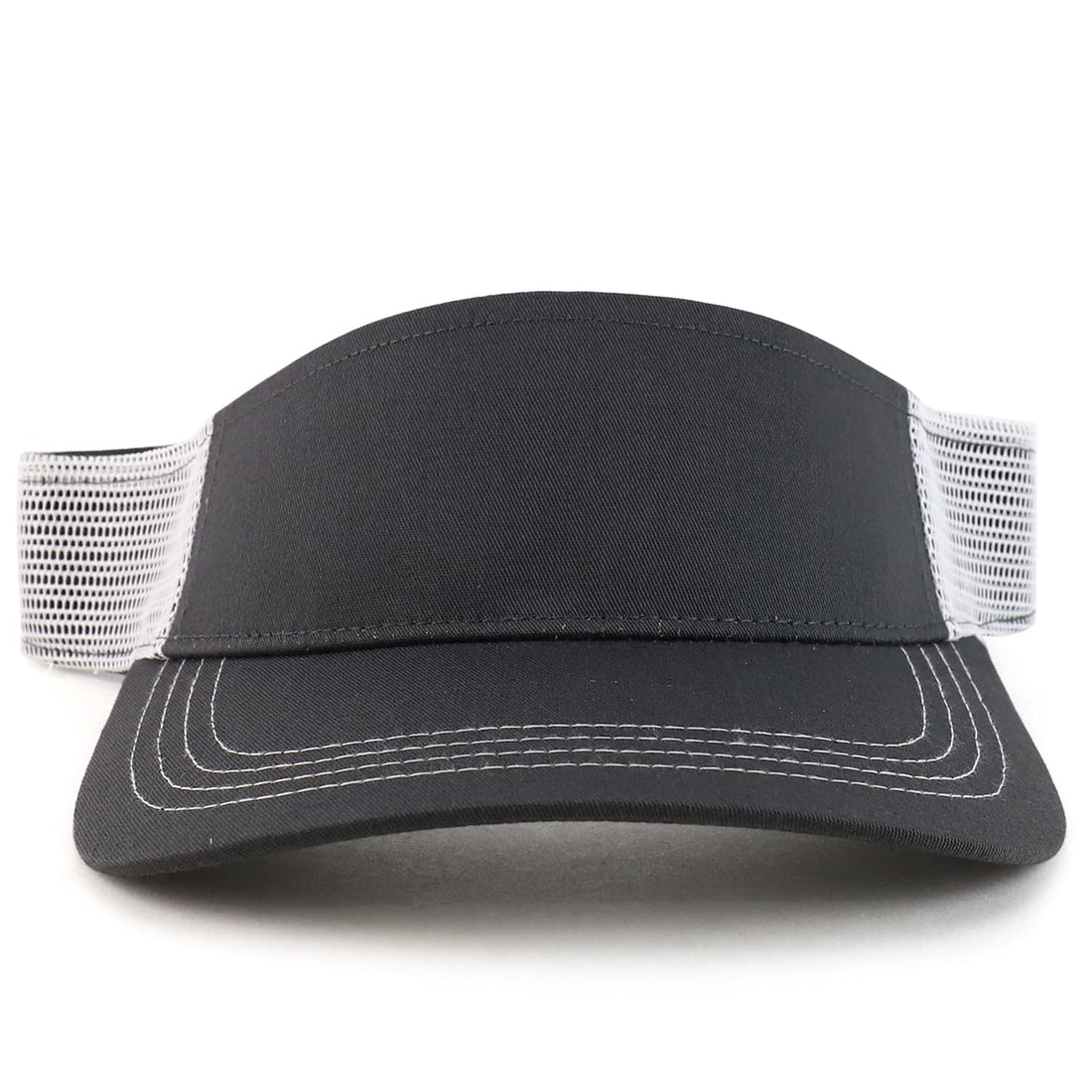 Trendy Apparel Shop Plain 2 Tone Mesh Back Visor with Adjustable Snap Closure