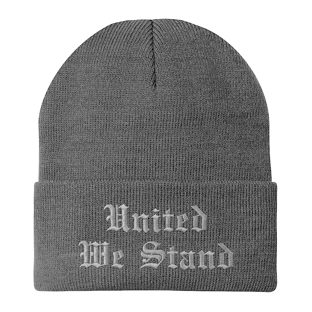 Trendy Apparel Shop United We Stand Old English Embroidered Long Cuff Beanie