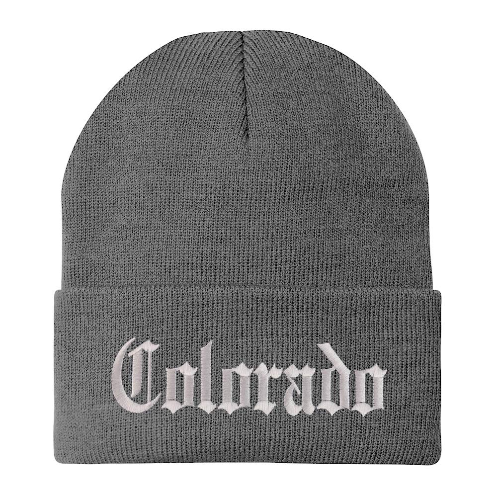 Trendy Apparel Shop Colorado State Old English Embroidered Long Cuff Beanie
