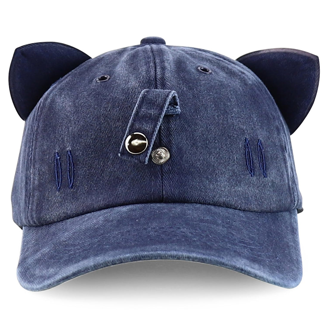 Trendy Apparel Shop Washed Cotton Cat Ear Baseball Cap with Sunglasses Holder