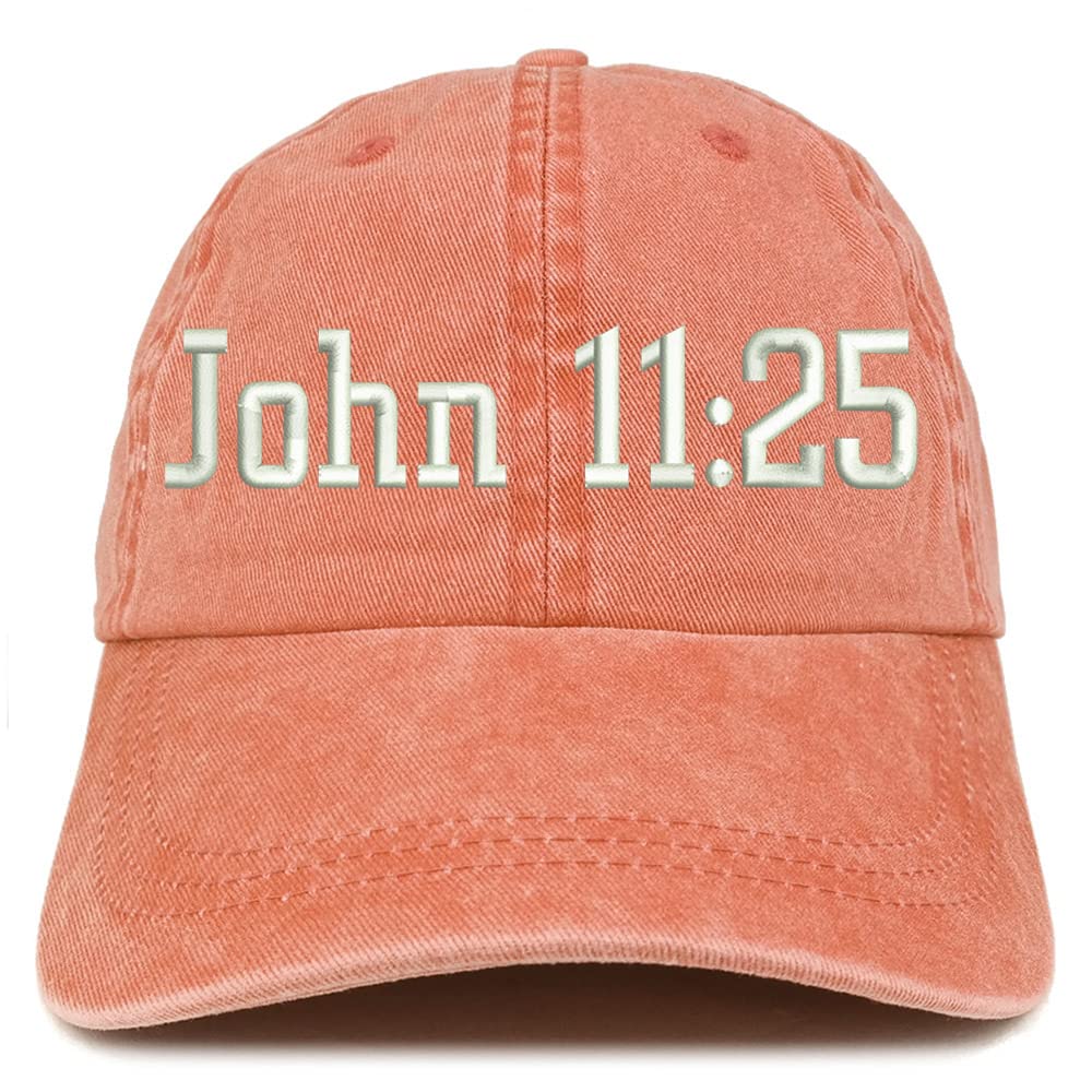 Trendy Apparel Shop John 11:25 Washed Pigment Dyed Baseball Cap