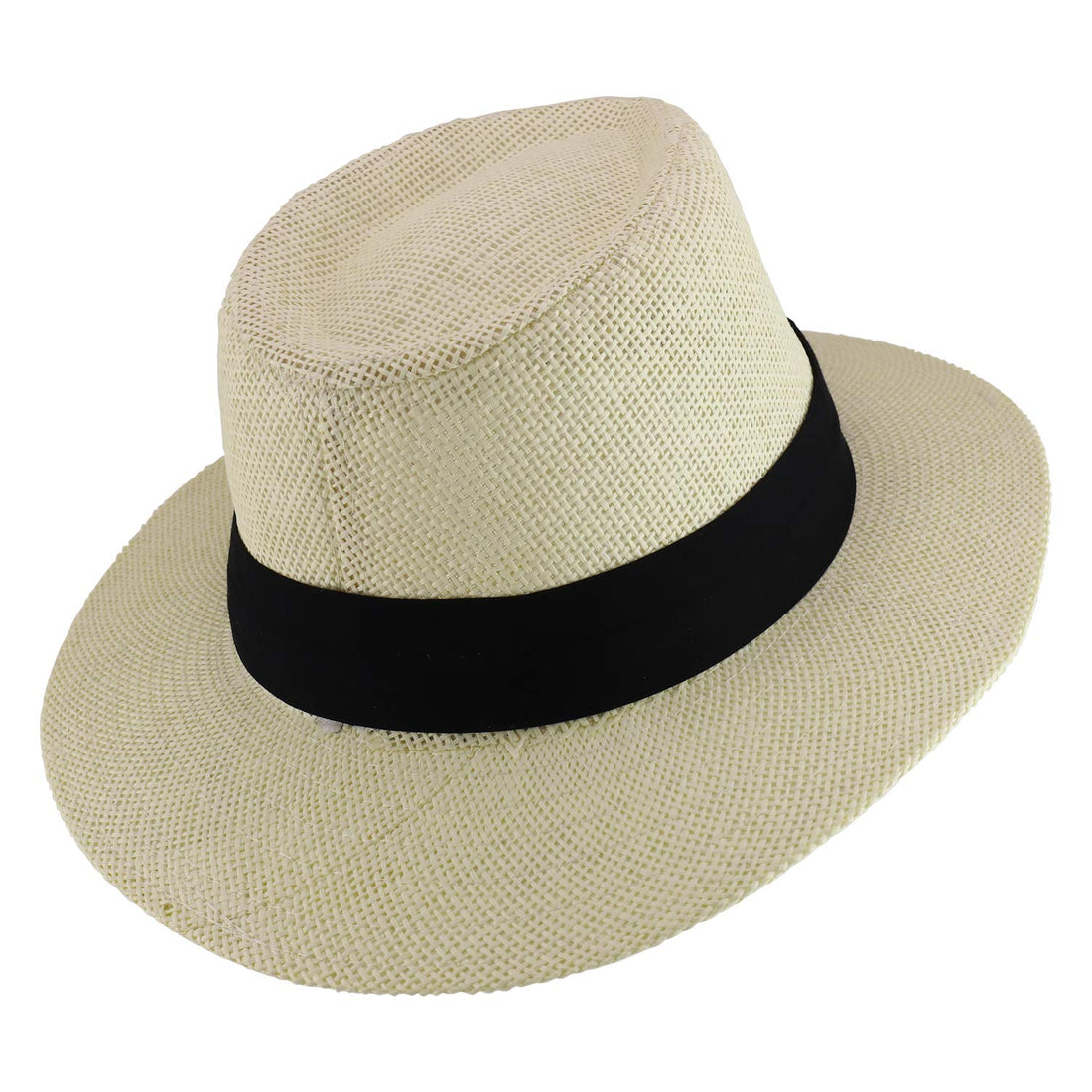 Trendy Apparel Shop Men's Paper Woven Flat Brim Summer Fedora Hat