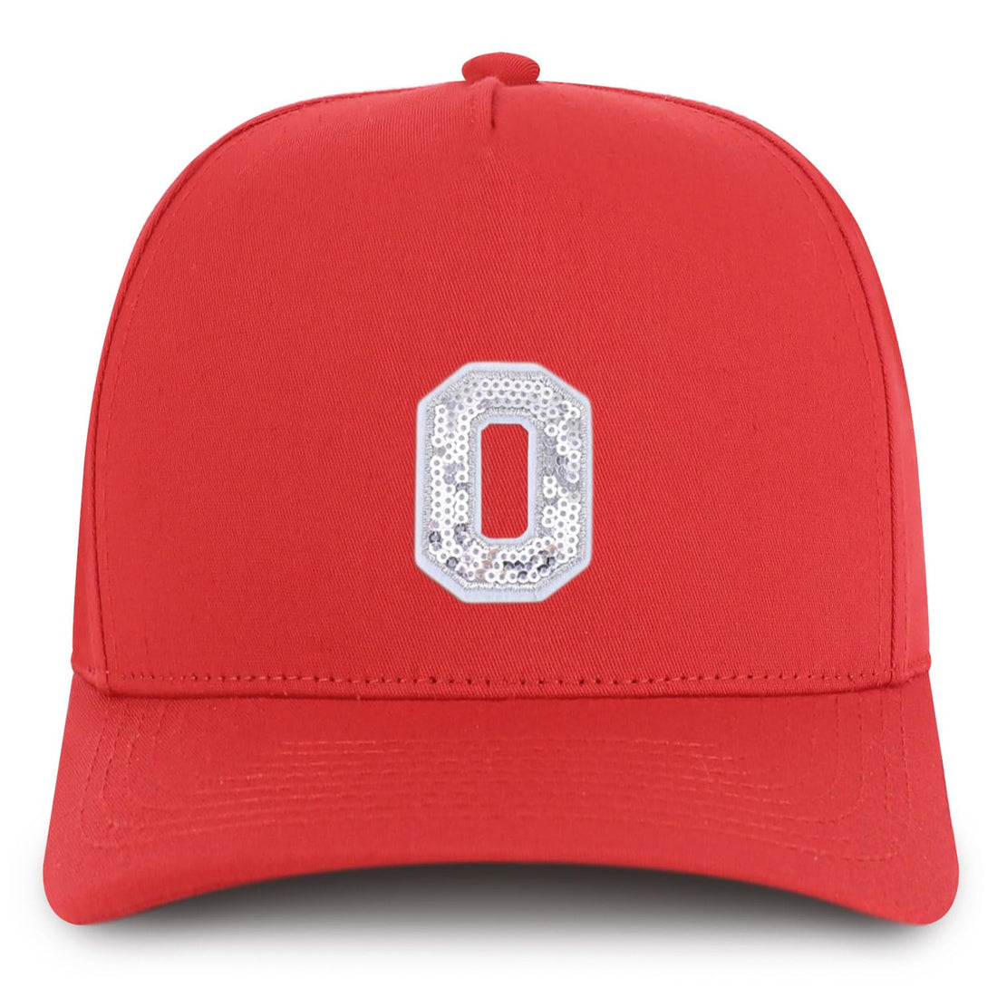 Trendy Apparel Shop Letter O Sequin Patch 5 Panel Cotton Baseball Cap