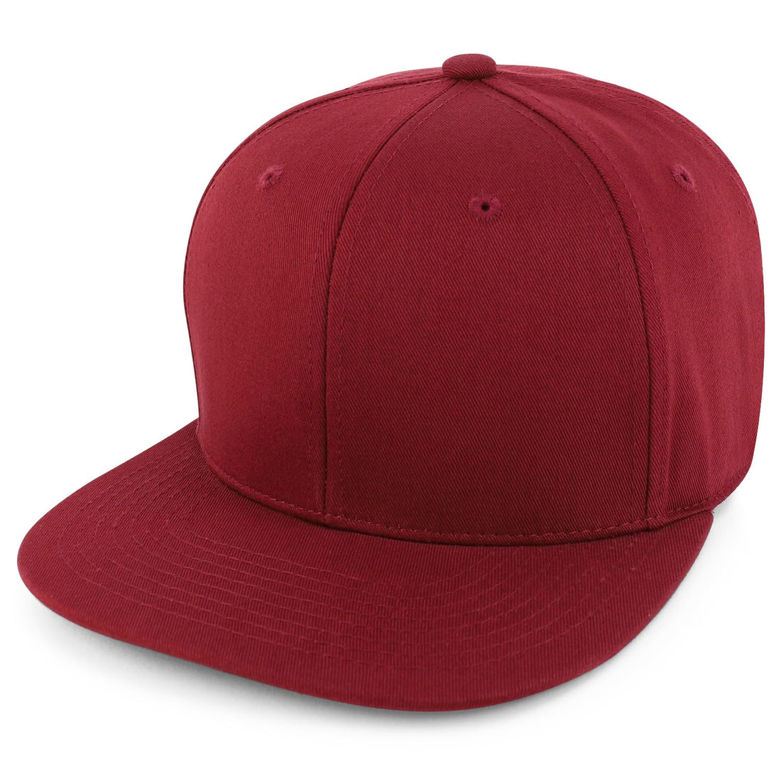 Trendy Apparel Shop 100% Cotton Plain Structured 6 Panels Flatbill Snapback Baseball Cap