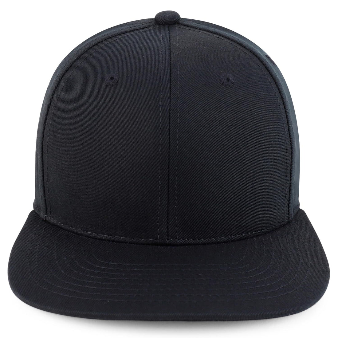 Trendy Apparel Shop 100% Cotton Plain Structured 6 Panels Flatbill Snapback Baseball Cap