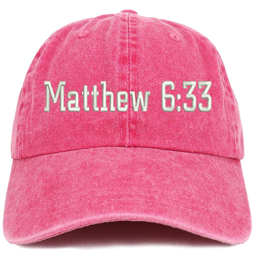 Trendy Apparel Shop Matthew 6:33 Washed Pigment Dyed Baseball Cap