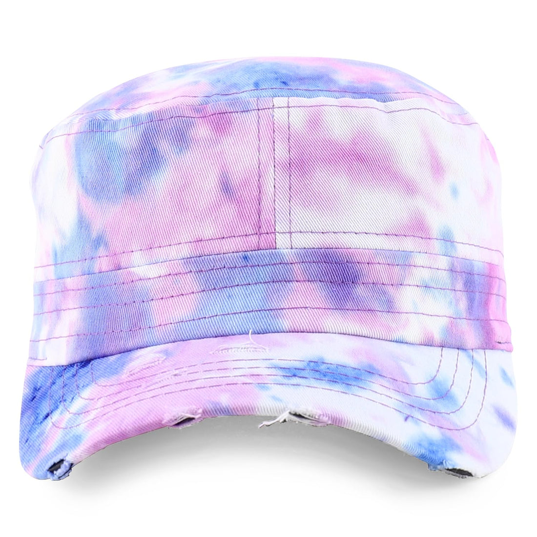 Trendy Apparel Shop Plain 100% Cotton Tie Dyed Patterned Flat Top Army Baseball Cap