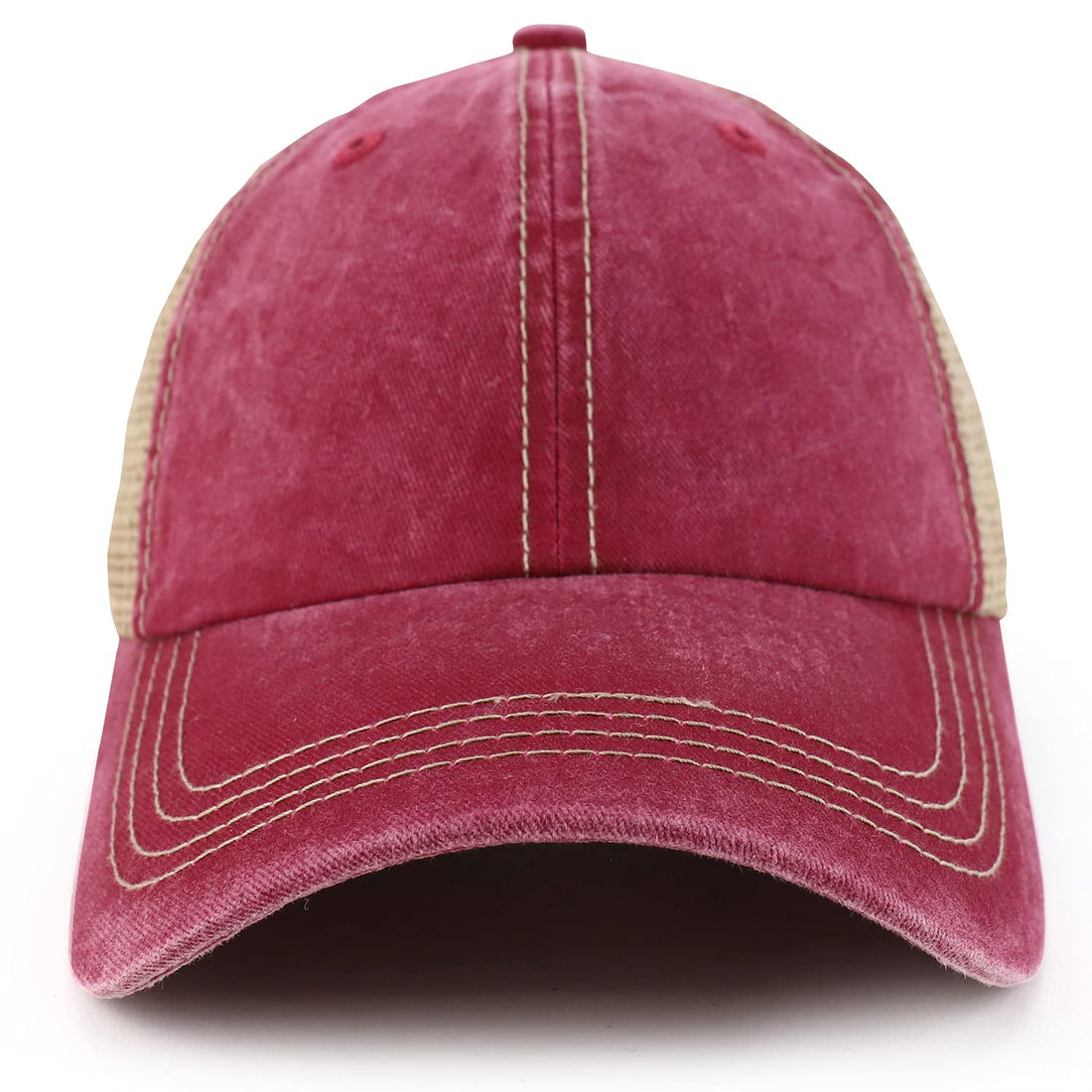 Trendy Apparel Shop Pigment Dyed Front Mesh Back Unstructured Trucker Ball Cap