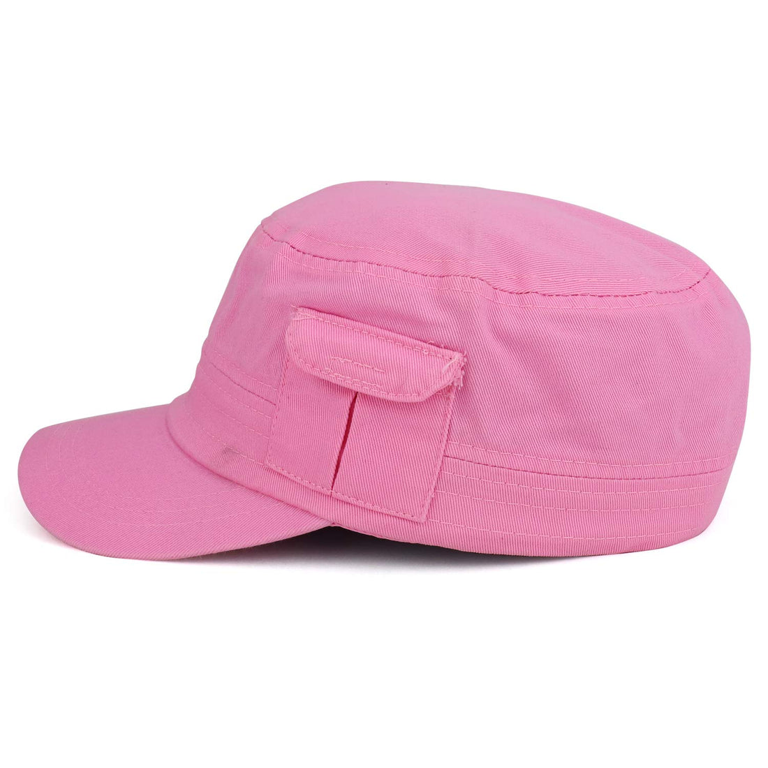 Trendy Apparel Shop Plain Castro Flat Top Style Army Cap with Pocket