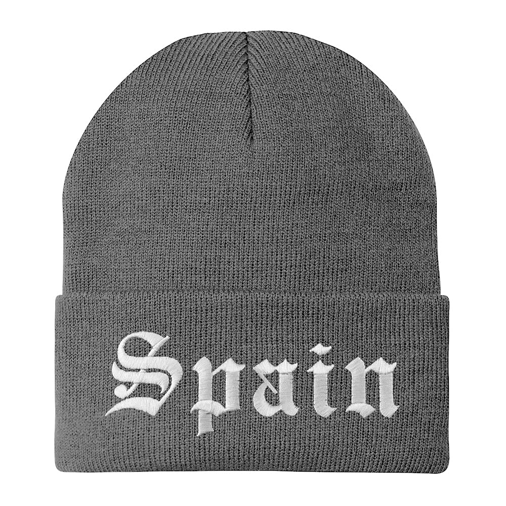 Trendy Apparel Shop Spain Old English Embroidered Long Cuff Beanie