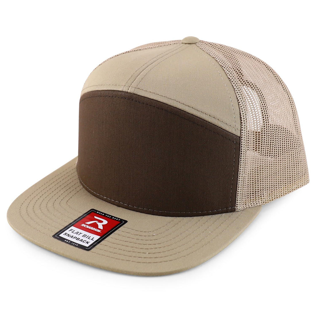 Trendy Apparel Shop Structured High Profile 7 Panel Flat Bill Mesh Back Snapback Cap