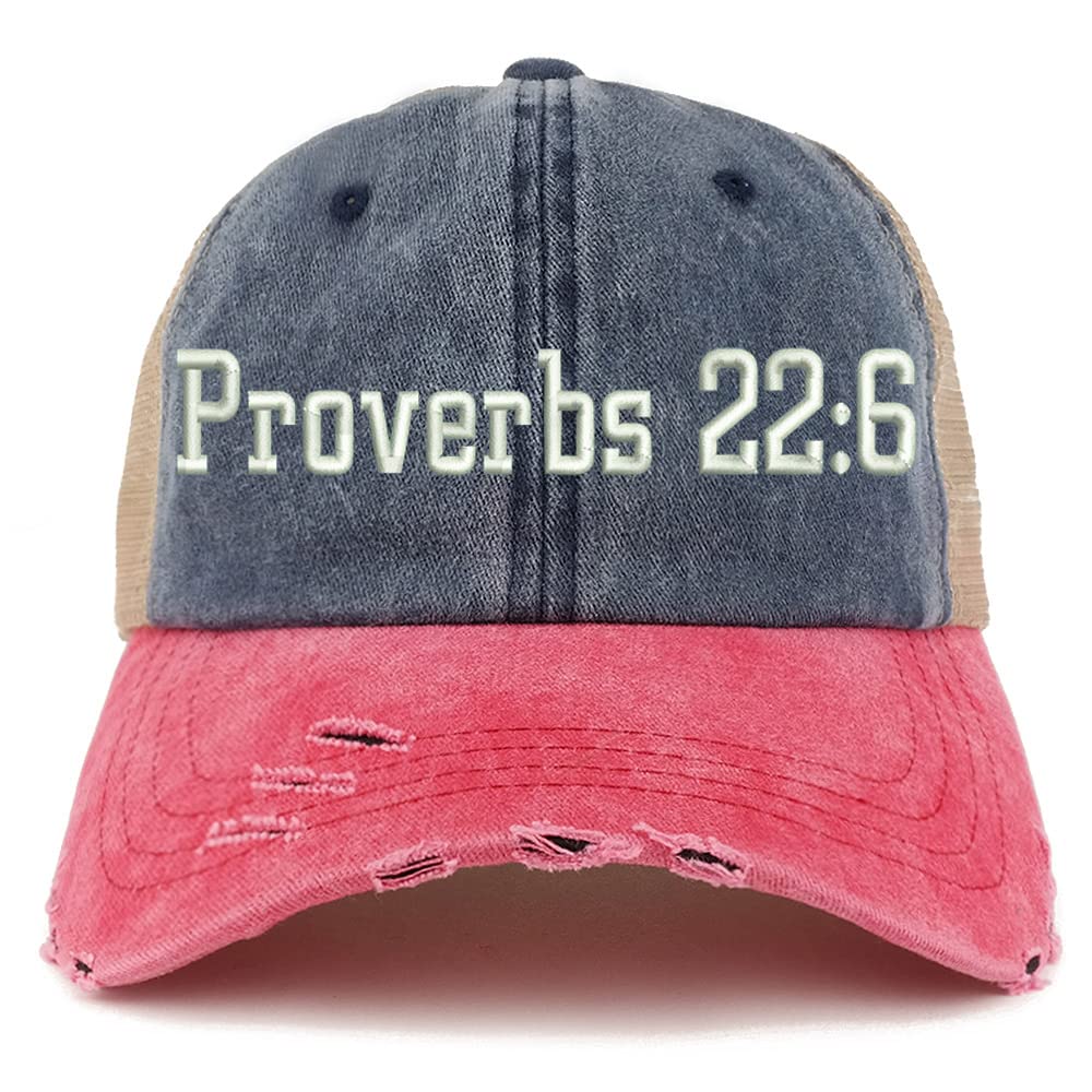 Trendy Apparel Shop Proverbs 22: 6 Frayed Bill Trucker Mesh Back Cap