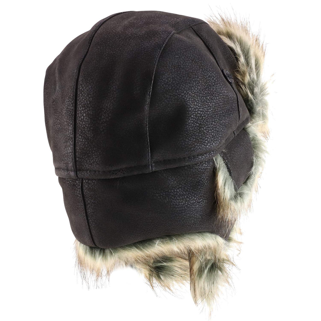 Trendy Apparel Shop Men's Fur Lined Faux Leather Winter Trooper Hat