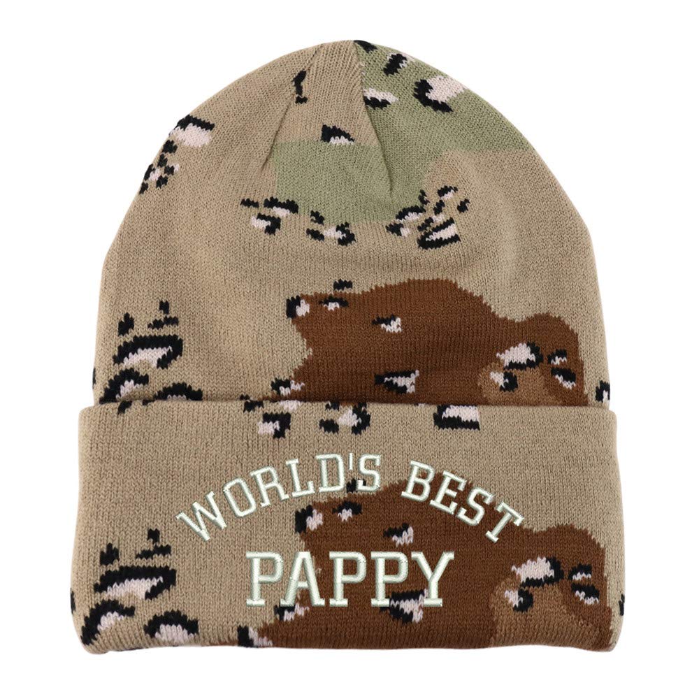 Trendy Apparel Shop World's Best Pappy Embroidered Made in USA Camo Beanie