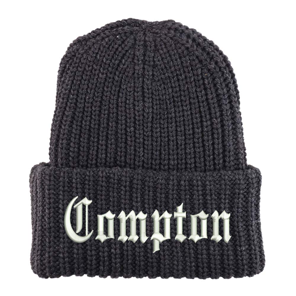 Trendy Apparel Shop Compton City Old English Long Cuffed Thick Ribbed Beanie
