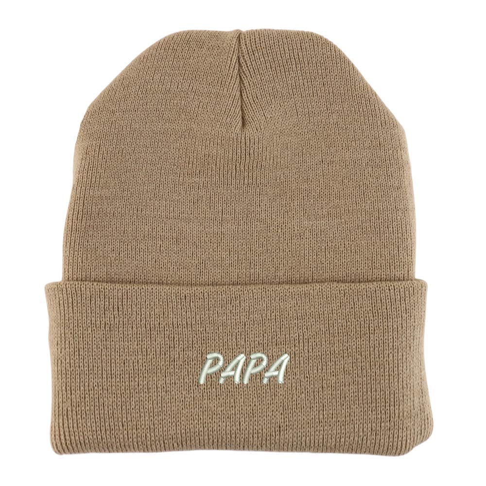 Trendy Apparel Shop Papa Embroidered Made in USA Cuff Folded Acylic Knit Winter Beanie Hat