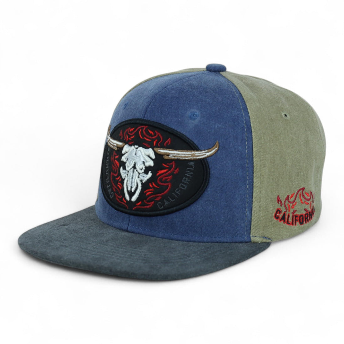 Trendy Apparel Shop Rodeo Design Embroidered Washed Cotton Flat Bill Snapback Cap