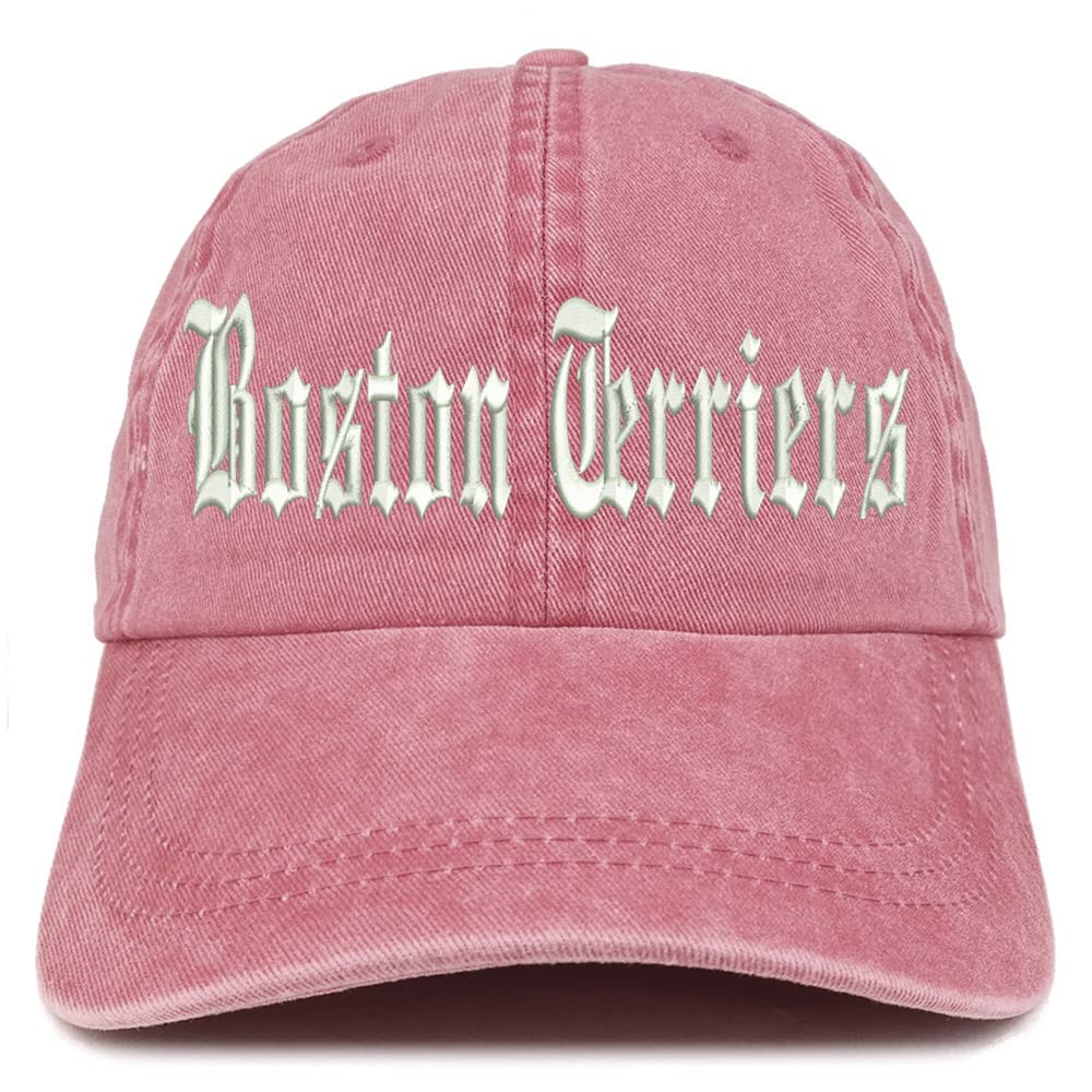 Trendy Apparel Shop Old English Boston Terriers Washed Pigment Dyed Baseball Cap