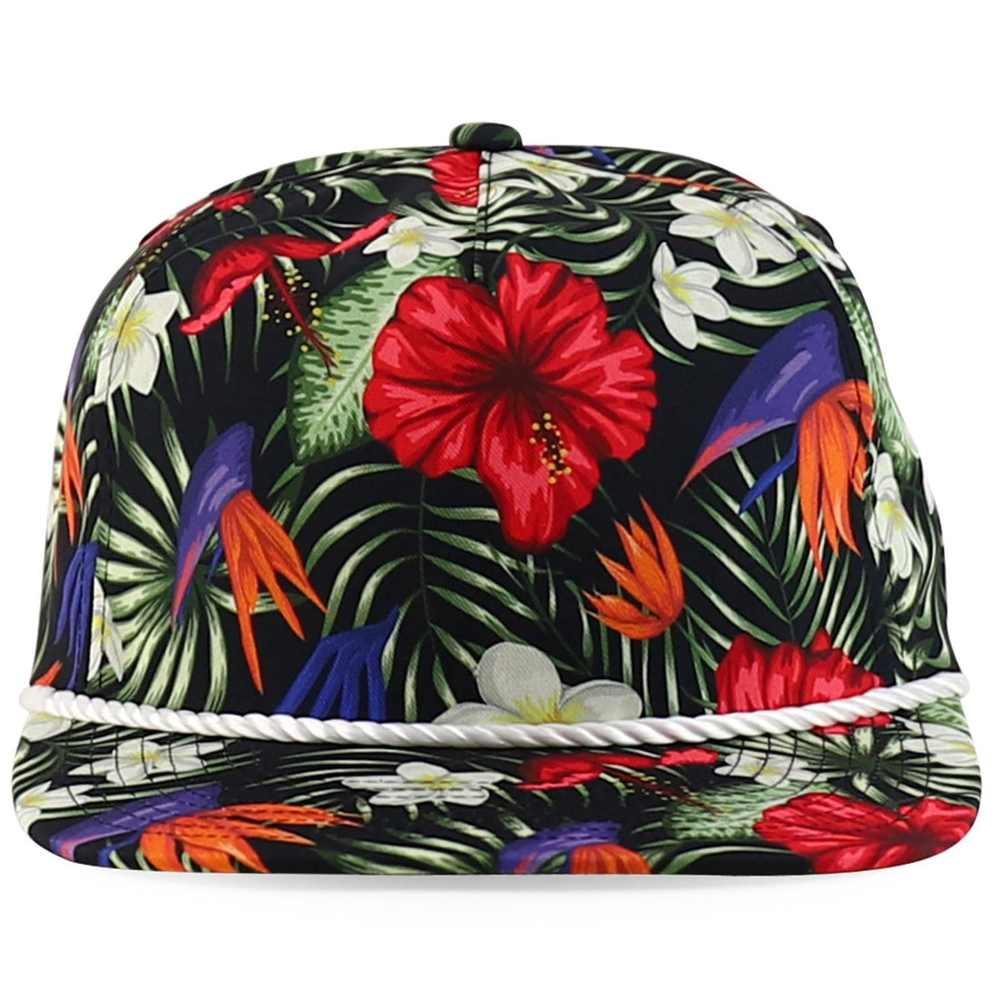 Trendy Apparel Shop Floral Print Unstructured 5 Panel Flatbill Rope Baseball Cap