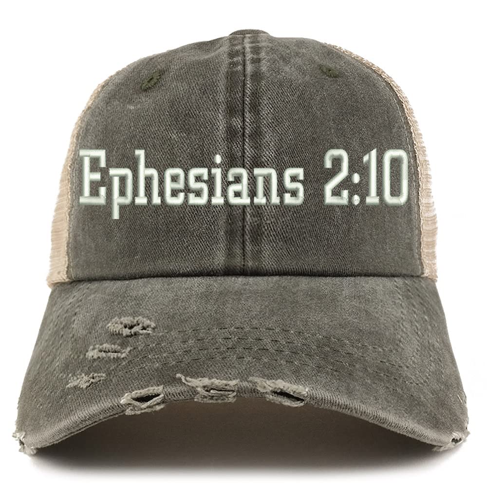 Trendy Apparel Shop Ephesians 2:10 Frayed Bill Trucker Mesh Back Cap