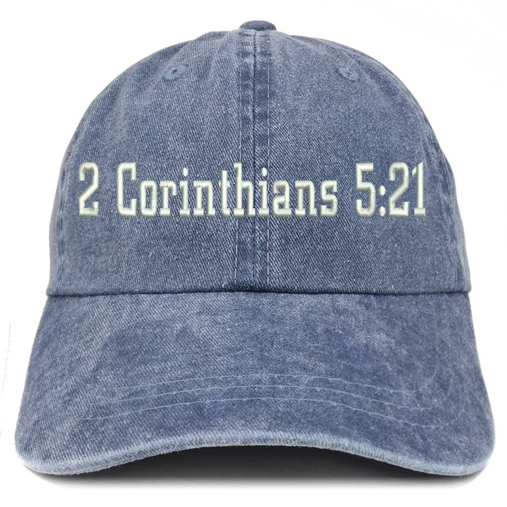 Trendy Apparel Shop 2 Corinthians 5:21 Washed Pigment Dyed Baseball Cap