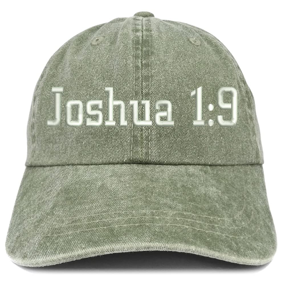 Trendy Apparel Shop Joshua 1:9 Washed Pigment Dyed Baseball Cap