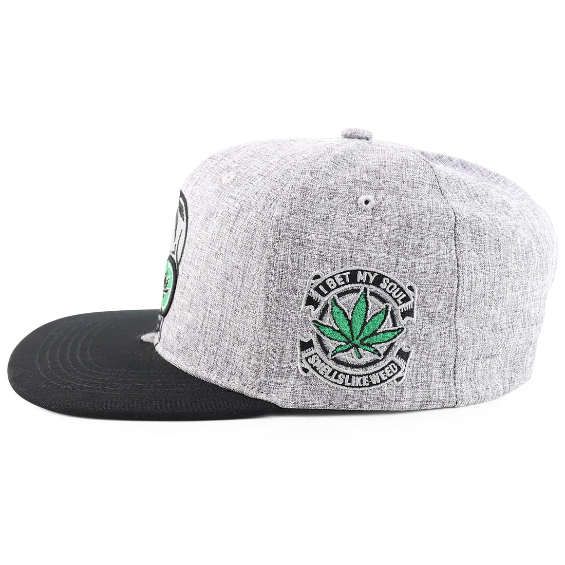 Trendy Apparel Shop Skull Head Smoking Marijuana Flat Bill Snapback Baseball Cap