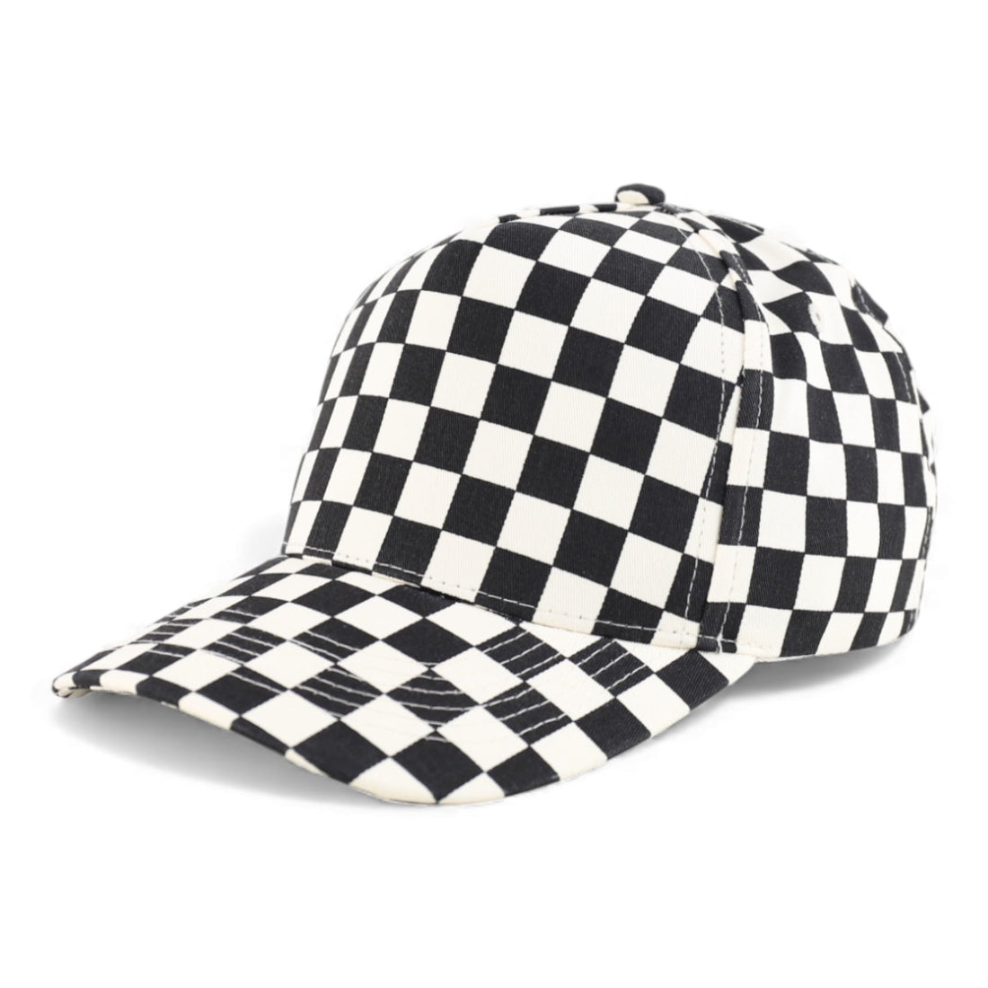 Trendy Apparel Shop Structured 5 Panel Checkered Print Baseball Cap