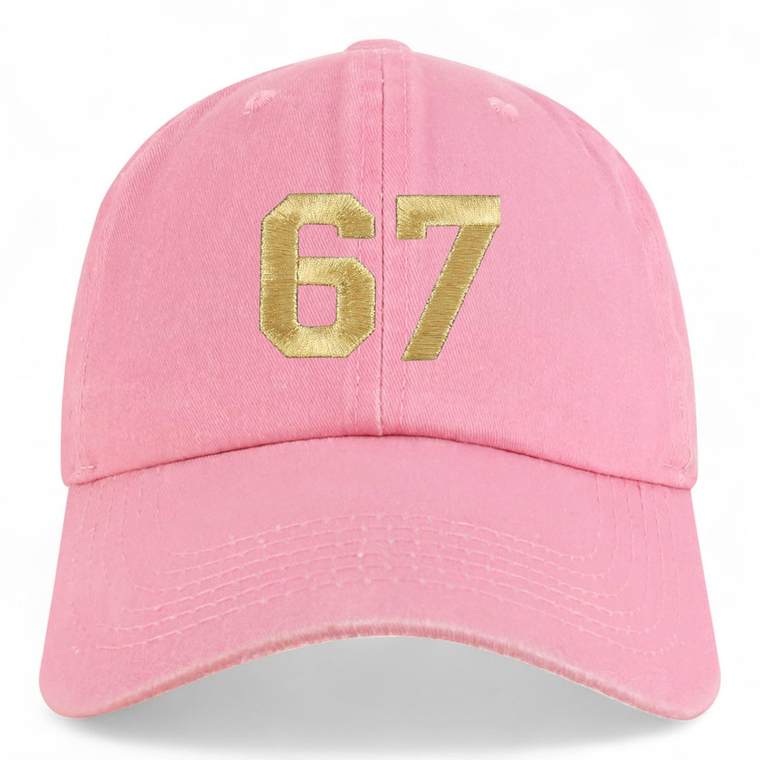 Trendy Apparel Shop Number 67 Gold Thread Embroidered Pigment Dyed Cotton Baseball Cap