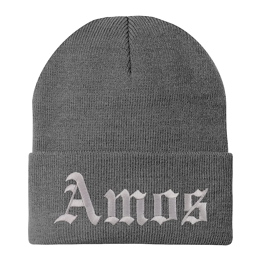 Trendy Apparel Shop Amos Old English Embroidered Long Cuff Beanie