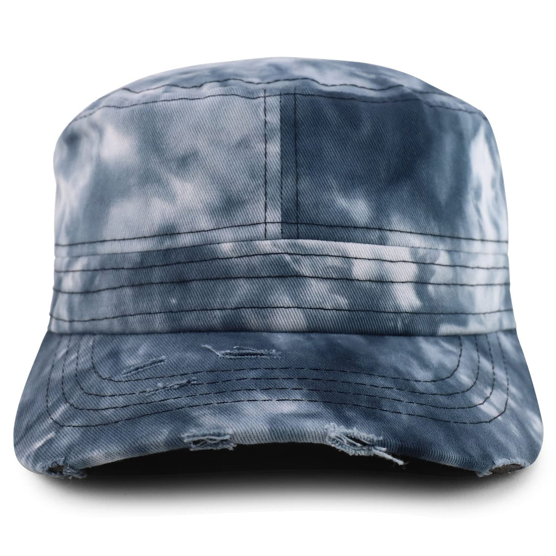 Trendy Apparel Shop Plain 100% Cotton Tie Dyed Patterned Flat Top Army Baseball Cap