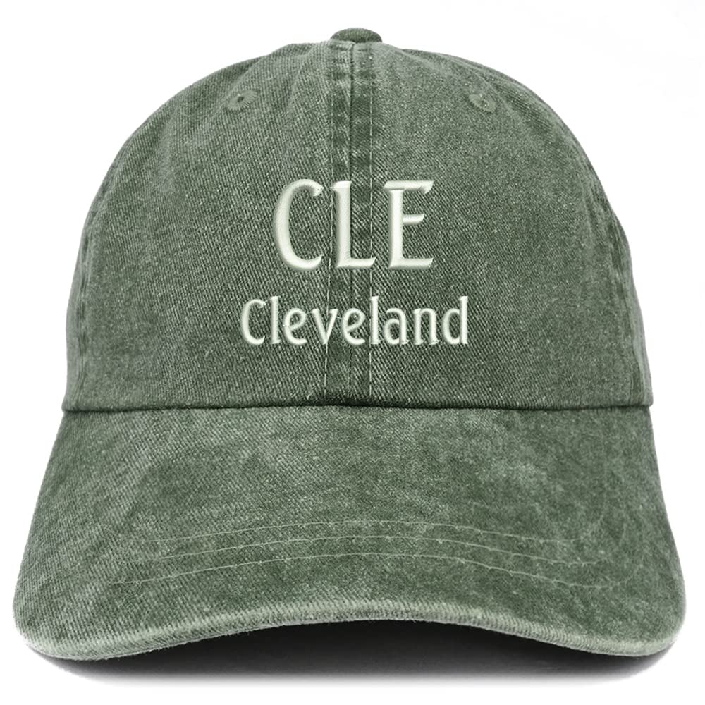 Trendy Apparel Shop CLE Cleveland Embroidered Pigment Dyed Washed Baseball Cap