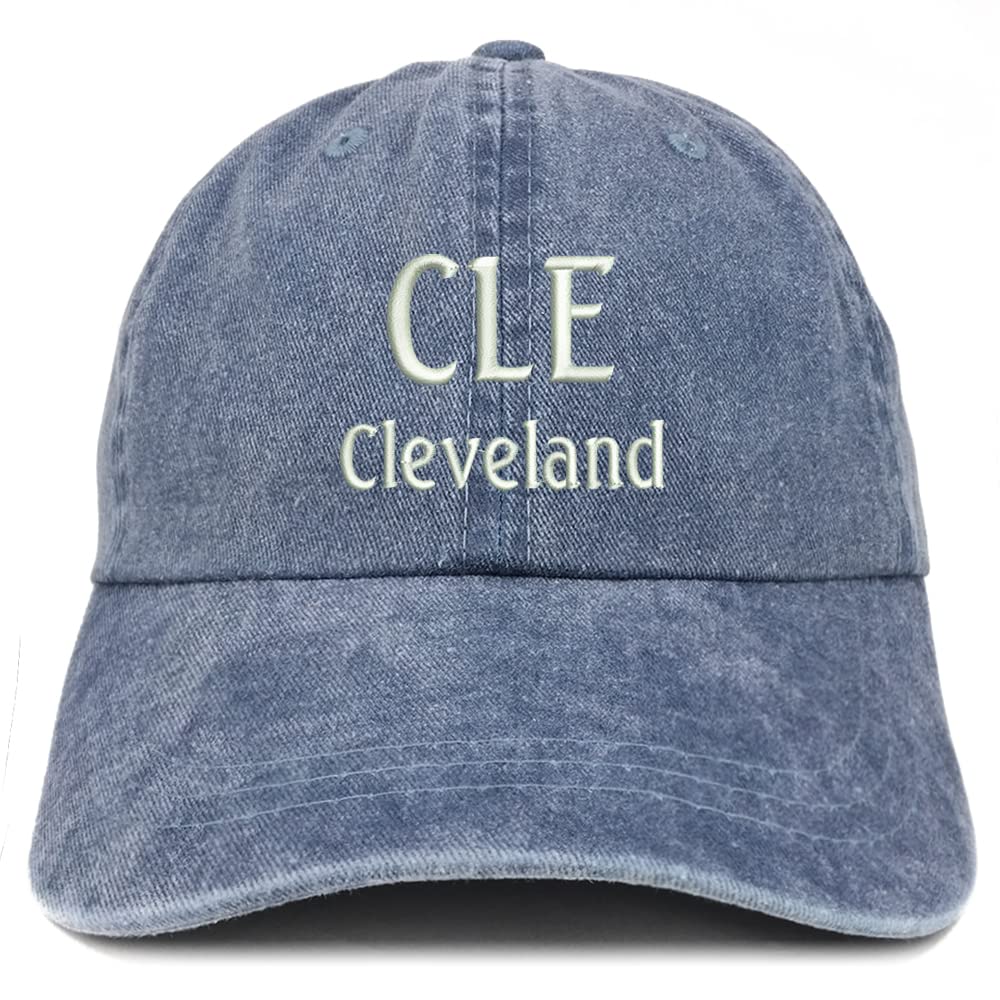 Trendy Apparel Shop CLE Cleveland Embroidered Pigment Dyed Washed Baseball Cap