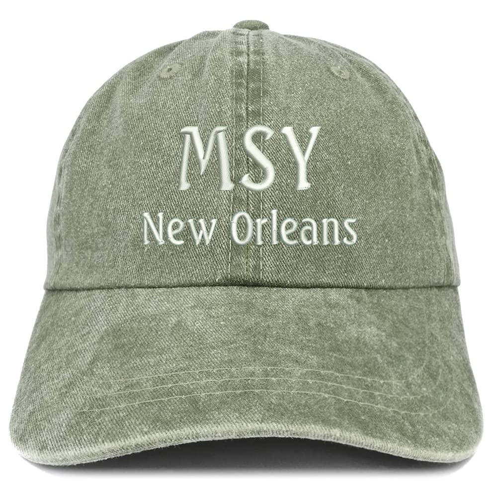 Trendy Apparel Shop MSY New Orleans Embroidered Pigment Dyed Washed Baseball Cap