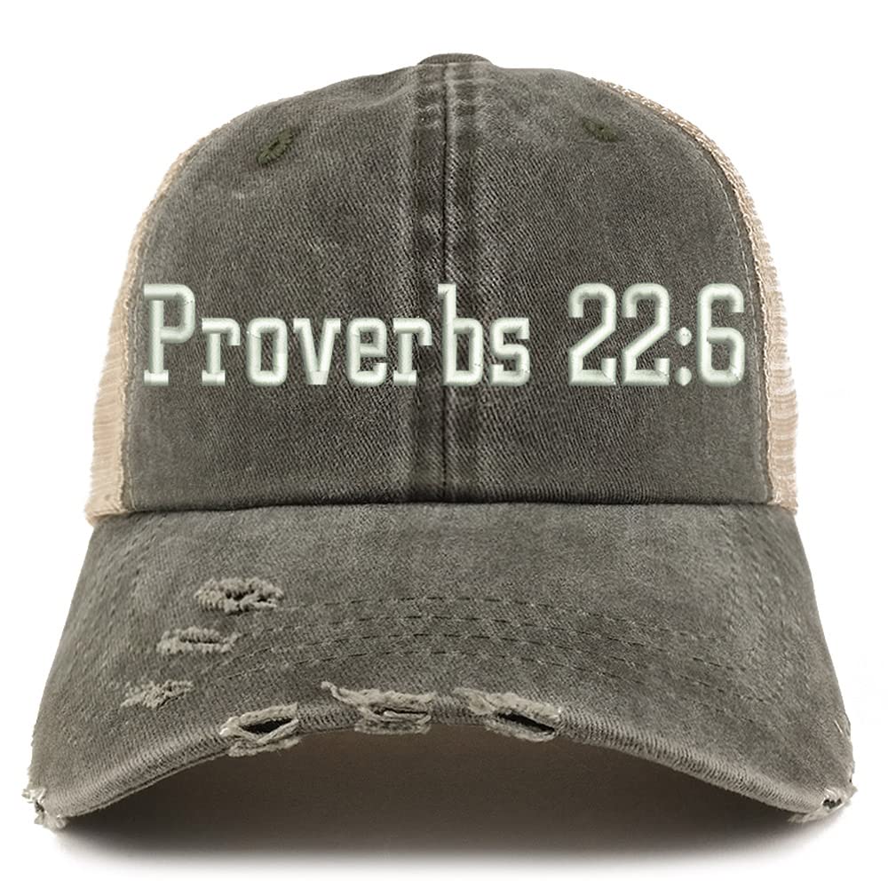 Trendy Apparel Shop Proverbs 22: 6 Frayed Bill Trucker Mesh Back Cap