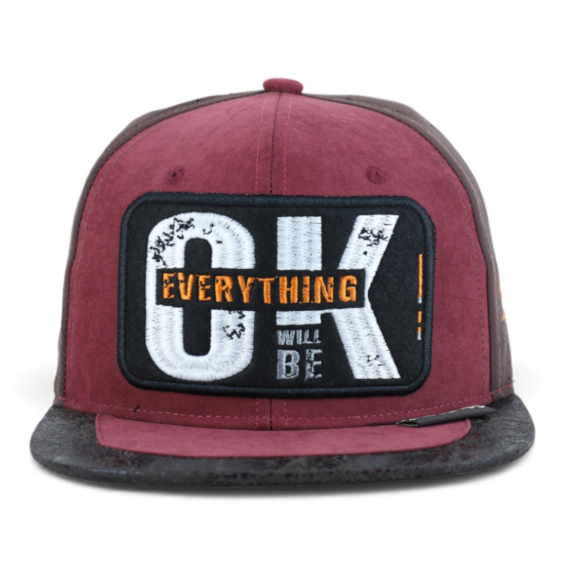 Trendy Apparel Shop Everything Will Be Ok Embroidered Suded Mesh Back Cap